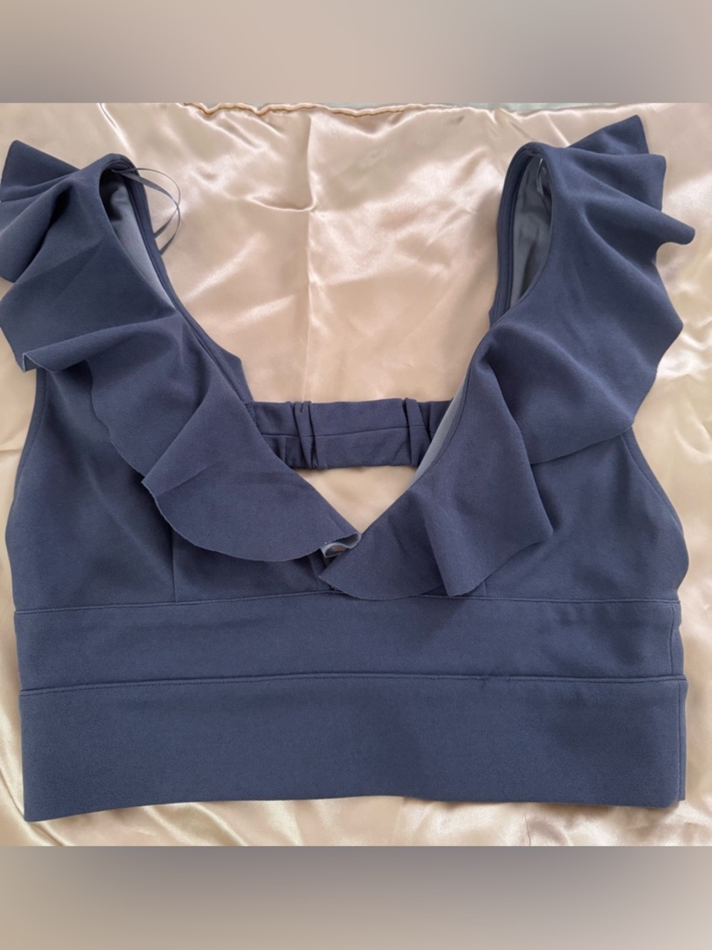 Ruffled V-Neck Crop Top - - Picture 2 of 6